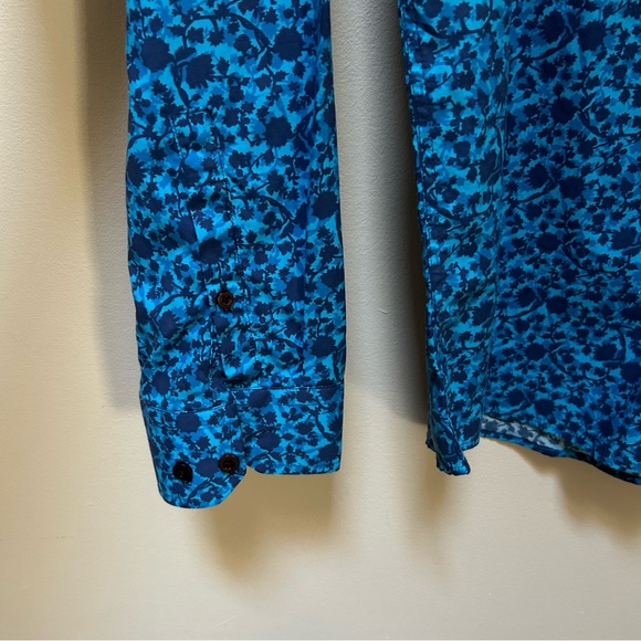 Lords of Harlech~new~Blue Floral Nigel Long Sleeve Button Front Shirt size Large - Picture 10 of 13